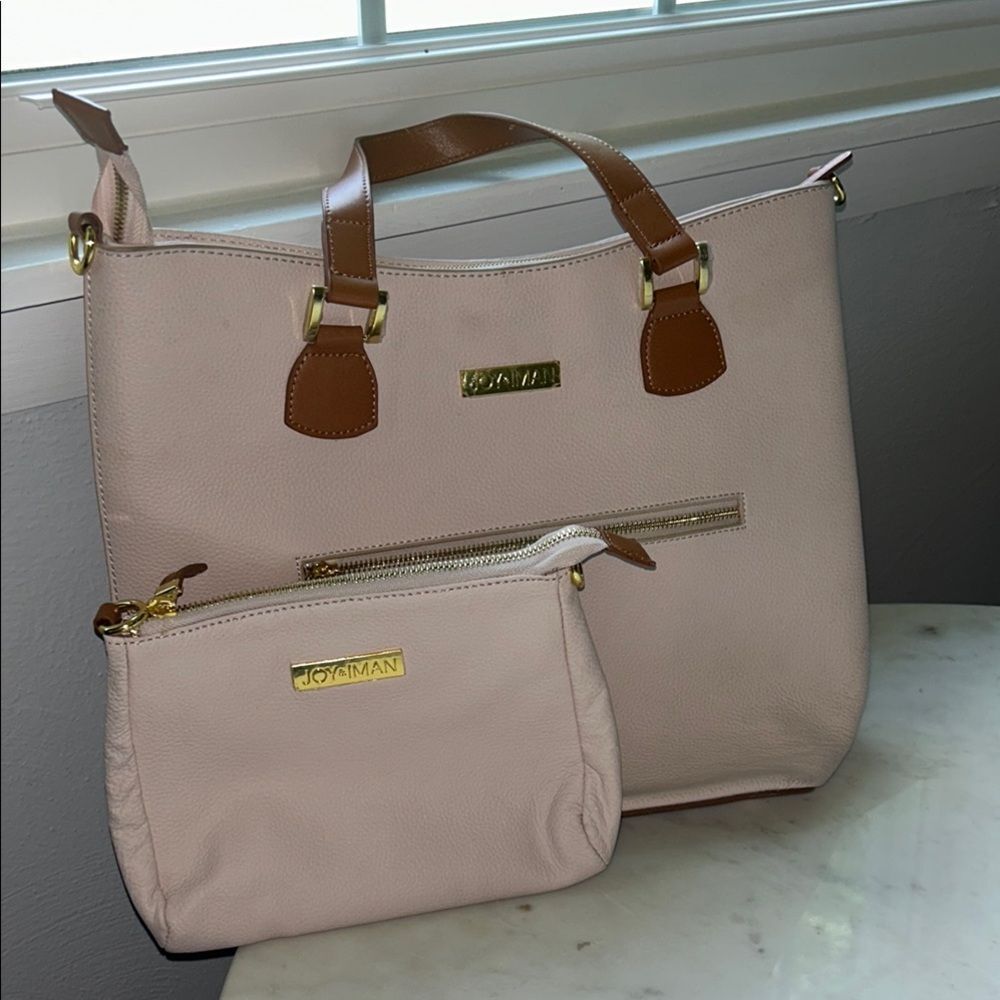 NEW Joy Mangano Cream and‎ Gold Structured shoulder bag with matching crossbody